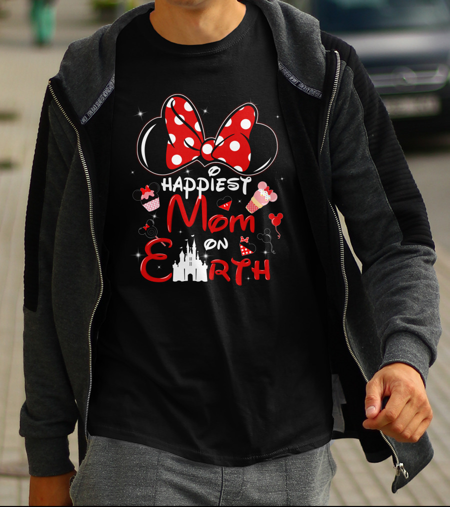 Happiest Mom On Earth Minnie Ears Castle Balloons T-Shirt