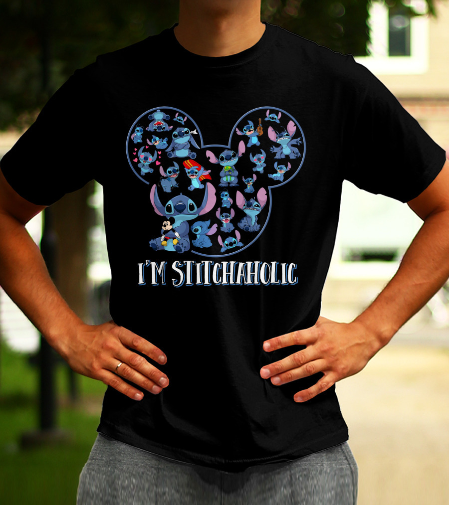 I'm Stitchaholic Mickey Mouse Head Stitch T-Shirt