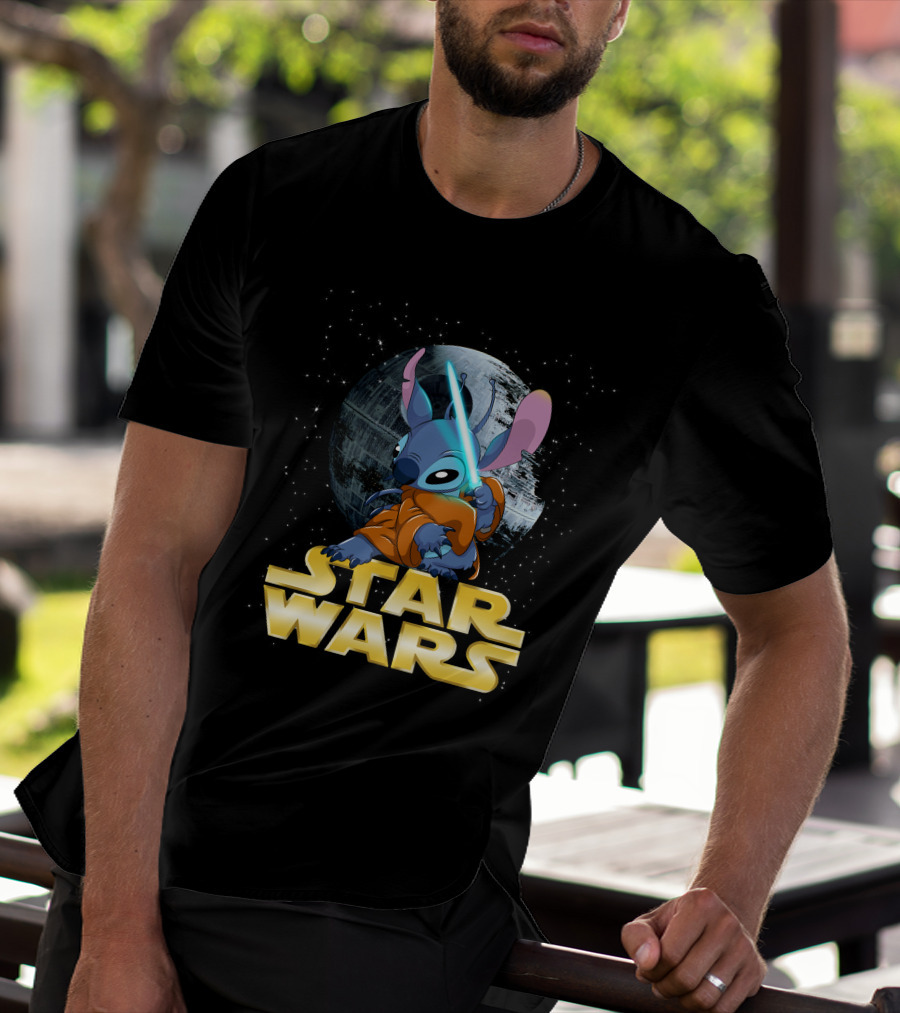 Stitch Star Wars Crossover Jedi Lightsaber Death Star T-Shirt