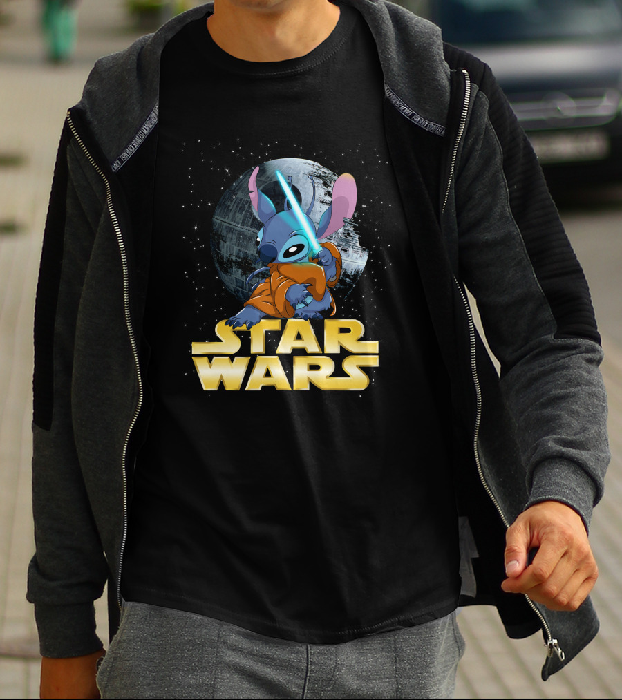 Stitch Star Wars Crossover Jedi Lightsaber Death Star T-Shirt