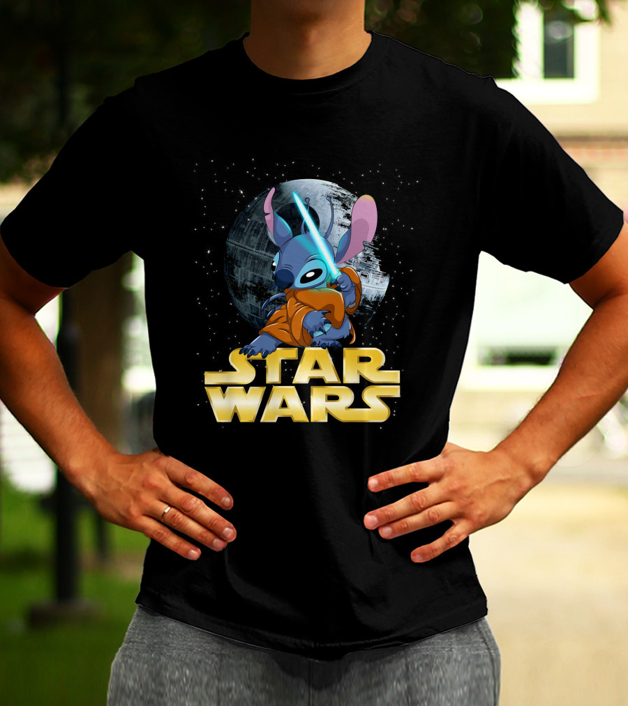 Stitch Star Wars Crossover Jedi Lightsaber Death Star T-Shirt