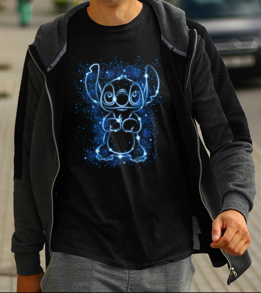 Stitch Neon Light Galaxy Glow T-Shirt