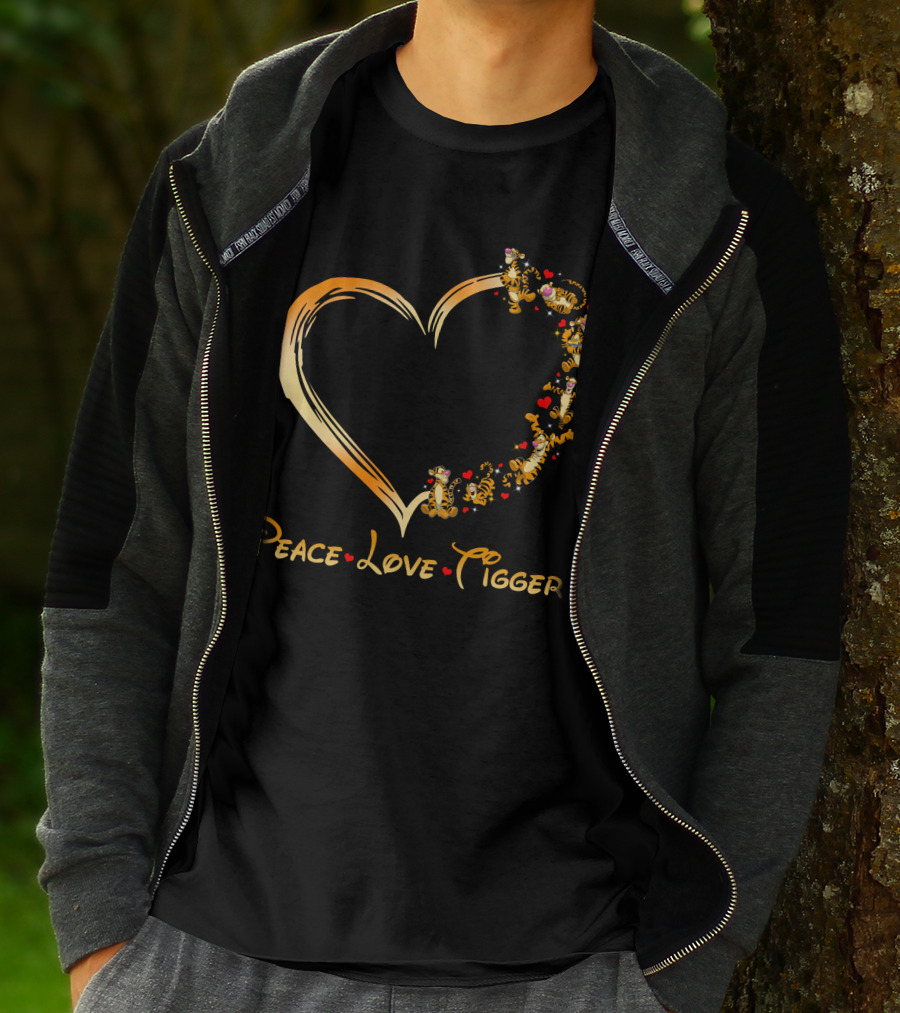 Peace Love Tigger Heart With Tigger And Hearts T-Shirt