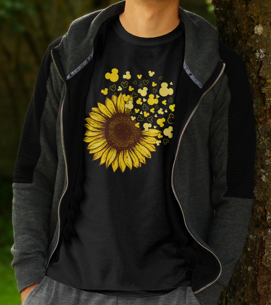 Sunflower With Mickey Mouse Icon Yellow Accents T-Shirt