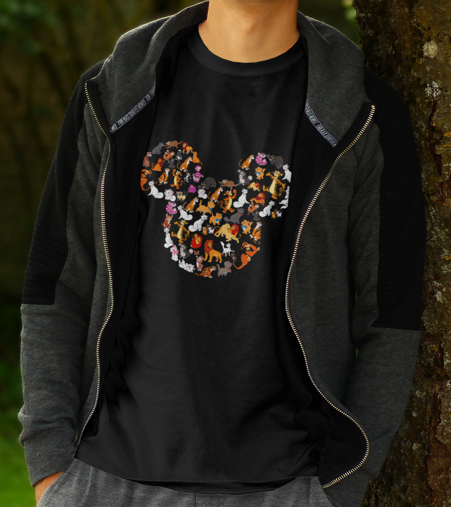 Disney Cats And Lions In Mickey Shape T-Shirt