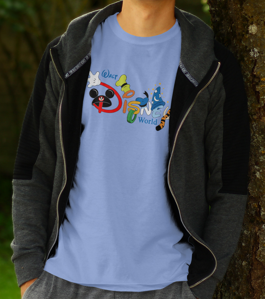 Walt Disney World Mickey Goofy Sorcerer Tigger Stylized Text T-Shirt