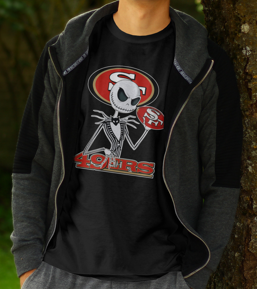 49ers Jack Skellington Football Crossover NFL T-Shirt