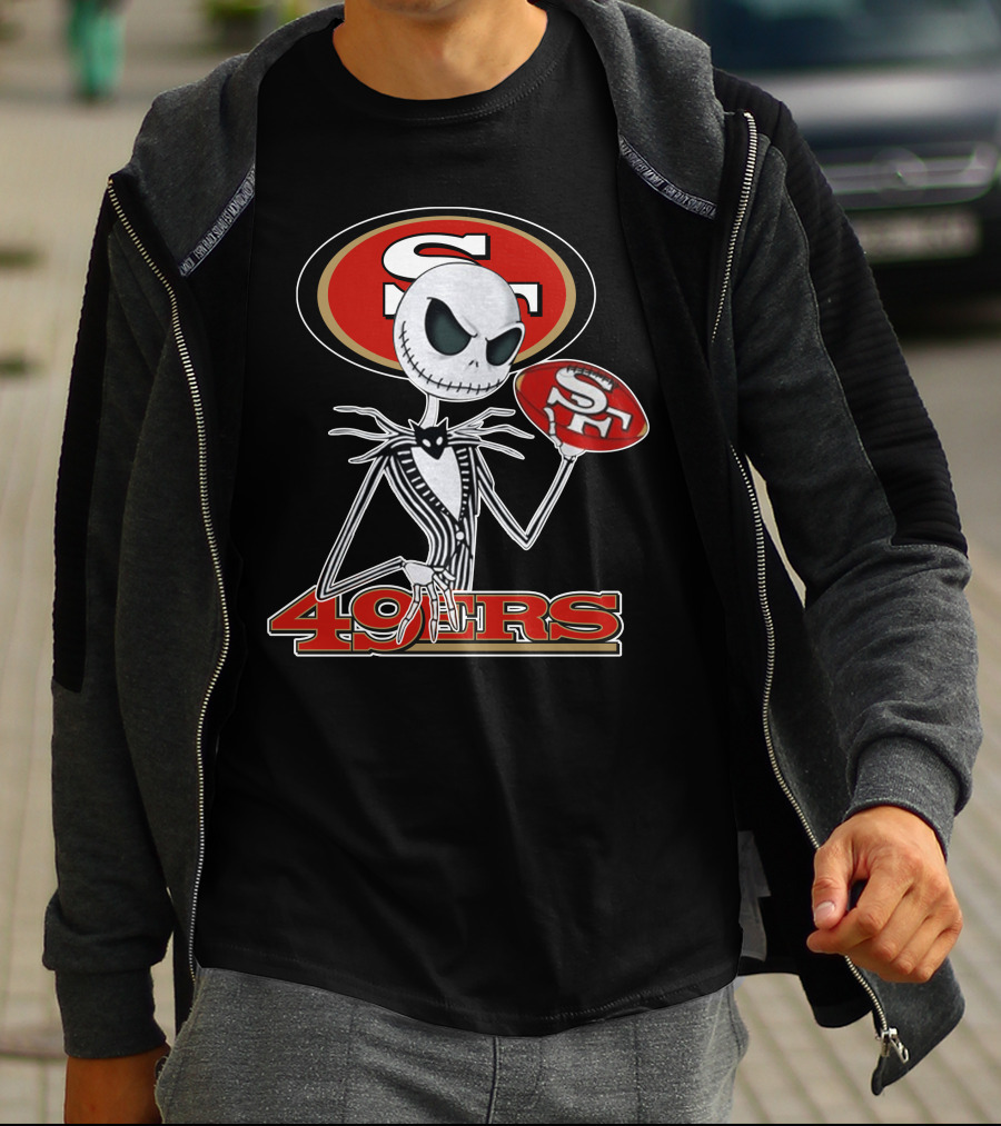 49ers Jack Skellington Football Crossover NFL T-Shirt