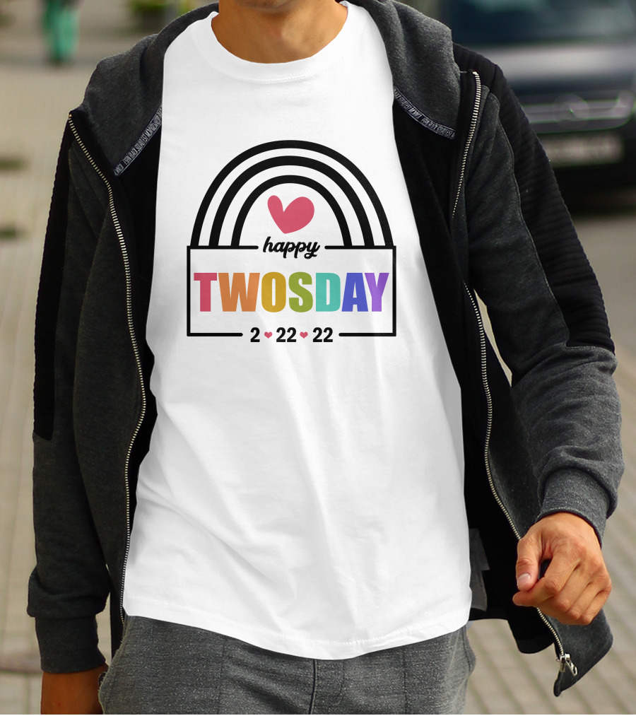 Happy Twosday 2-22-22 Rainbow Heart T-Shirt