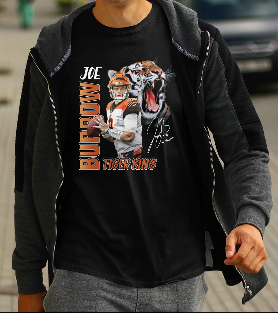 JOE BURROW TIGER KING CINCINNATI BENGALS FOOTBALL T-Shirt