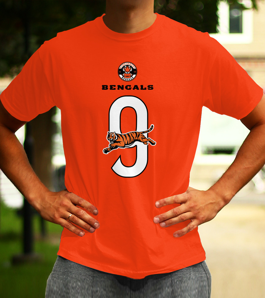 Joe Burrow Cincinnati Bengals Tiger Number 9 T-Shirt