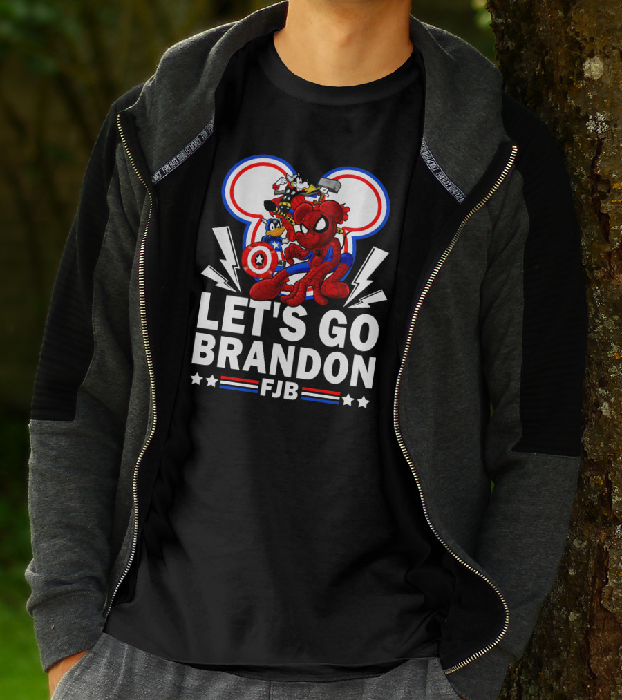 Let's Go Brandon FJB Disney Marvel Spiderman Thor Captain America Mickey Donald T-Shirt