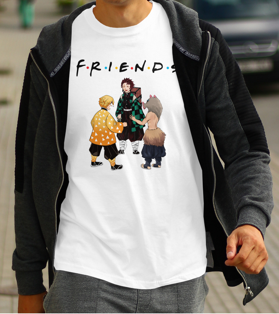 Friends Rock Paper Scissors With Anime Characters T-Shirt