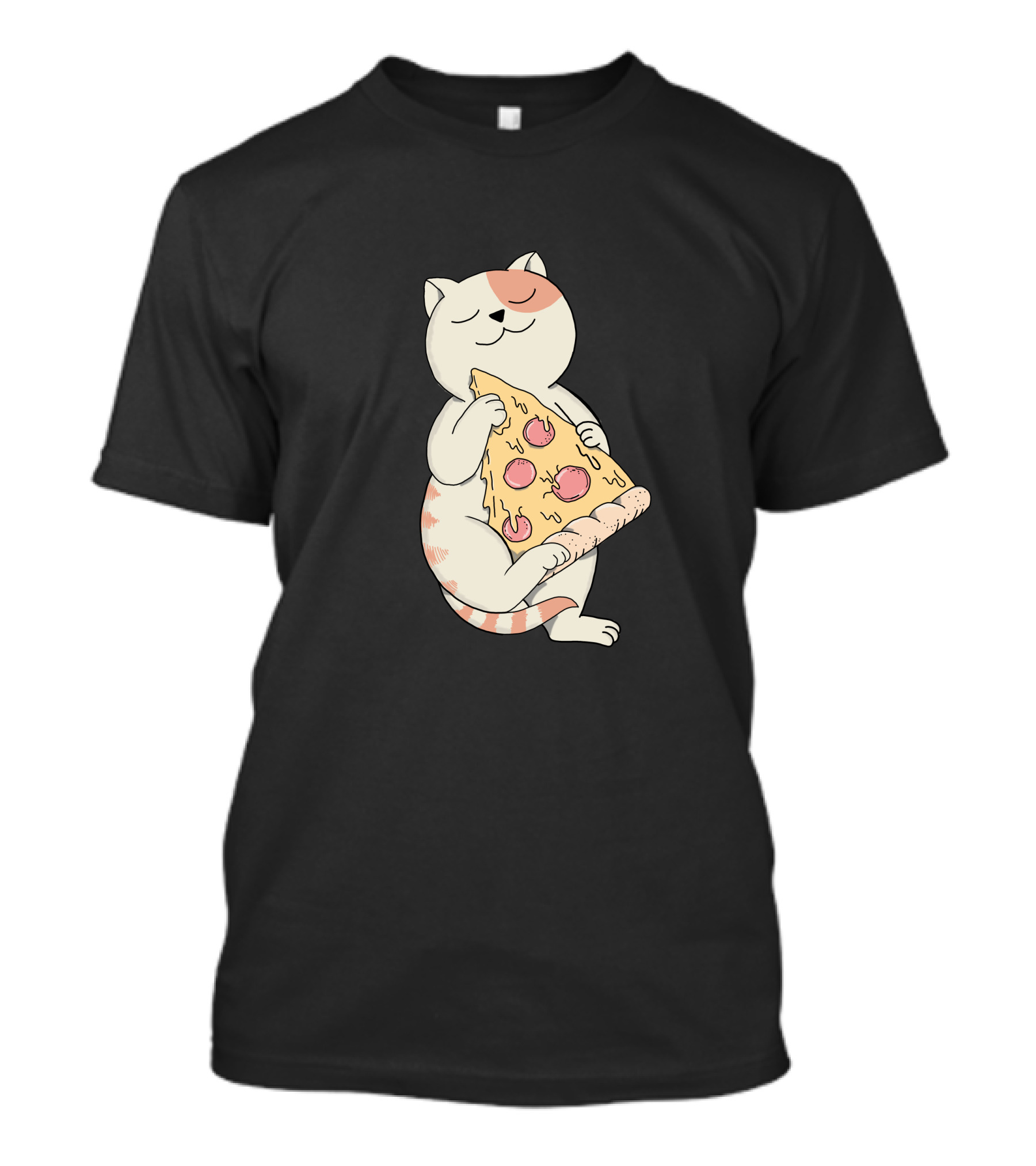 Cat Hugging Pepperoni Pizza Slice T-Shirt