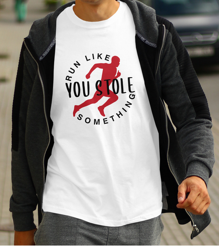 RUN LIKE YOU STOLE SOMETHING TRAIL RUNNING SILHOUETTE RED RUNNER T-Shirt