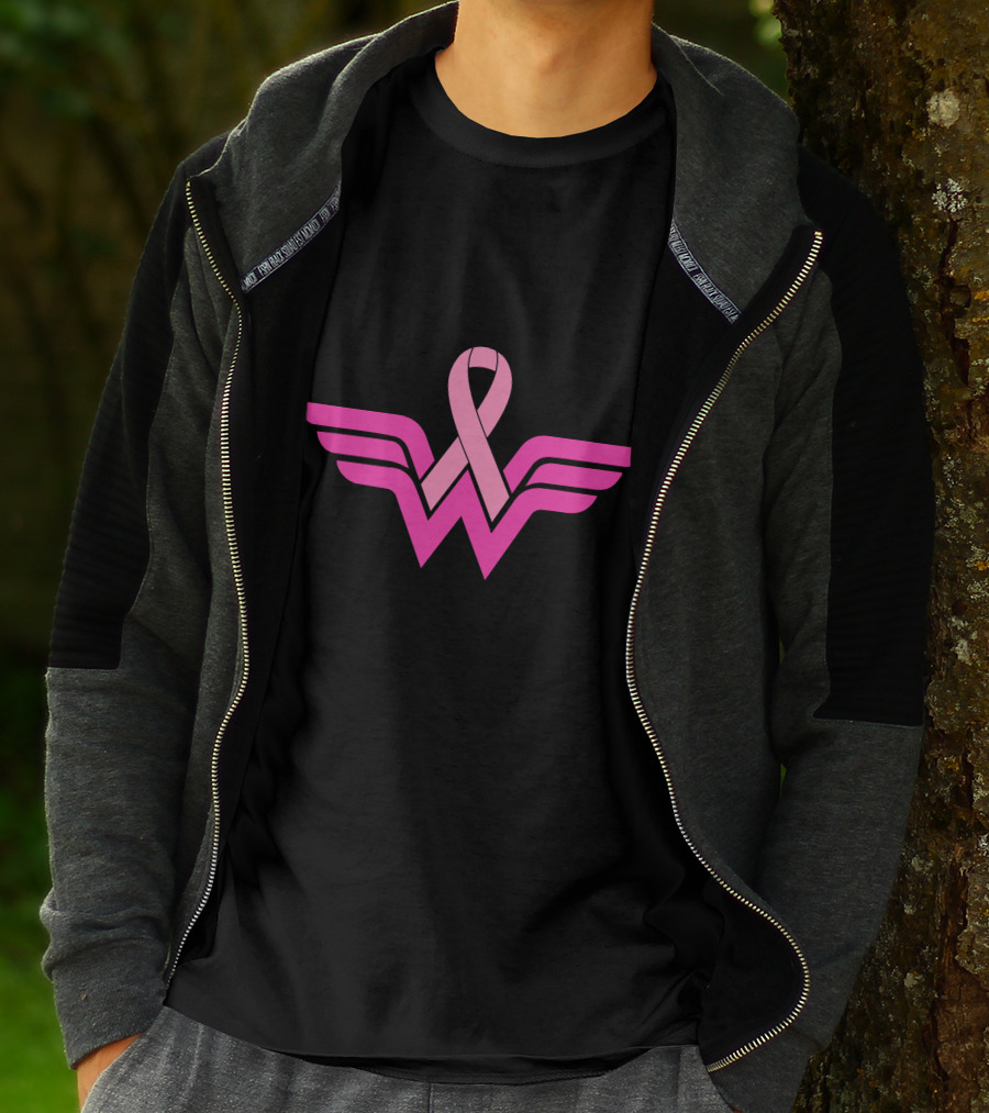Wonder Woman Breast Cancer Awareness Ribbon T-Shirt