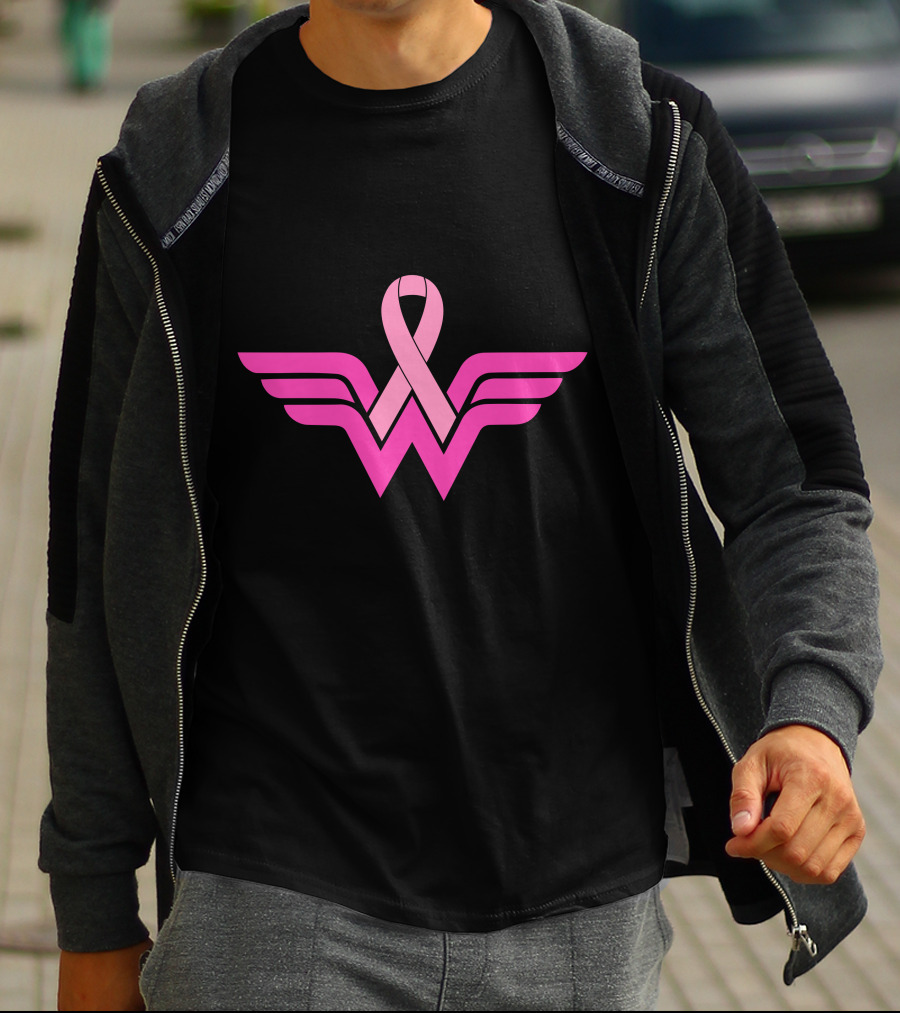 Wonder Woman Breast Cancer Awareness Ribbon T-Shirt