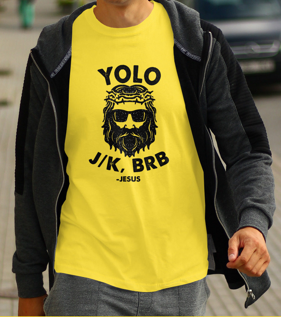YOLO JK BRB Jesus Sunglasses Crown Of Thorns T-Shirt