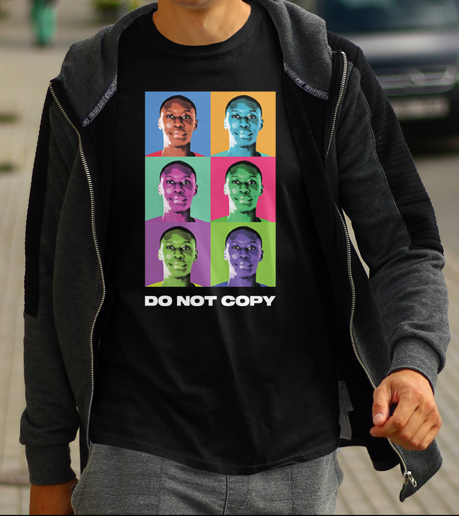 Khaby Lame Pop Art Style Do Not Copy Multi-Color Portraits T-Shirt