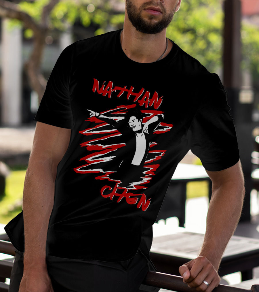 Nathan Chen Dynamic Pose Red And Black T-Shirt