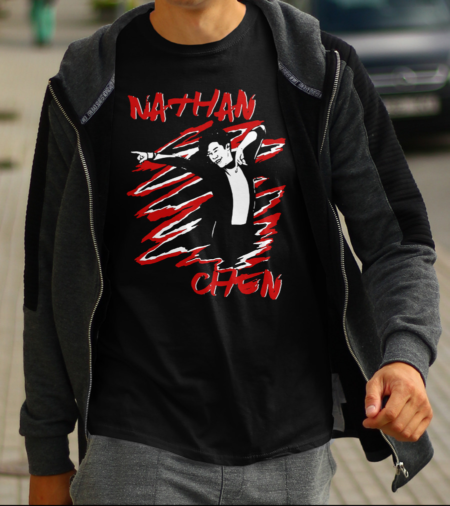 Nathan Chen Dynamic Pose Red And Black T-Shirt
