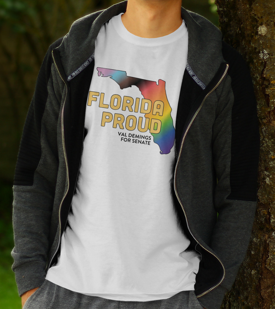 Florida Proud Rainbow Map Val Demings For Senate T-Shirt