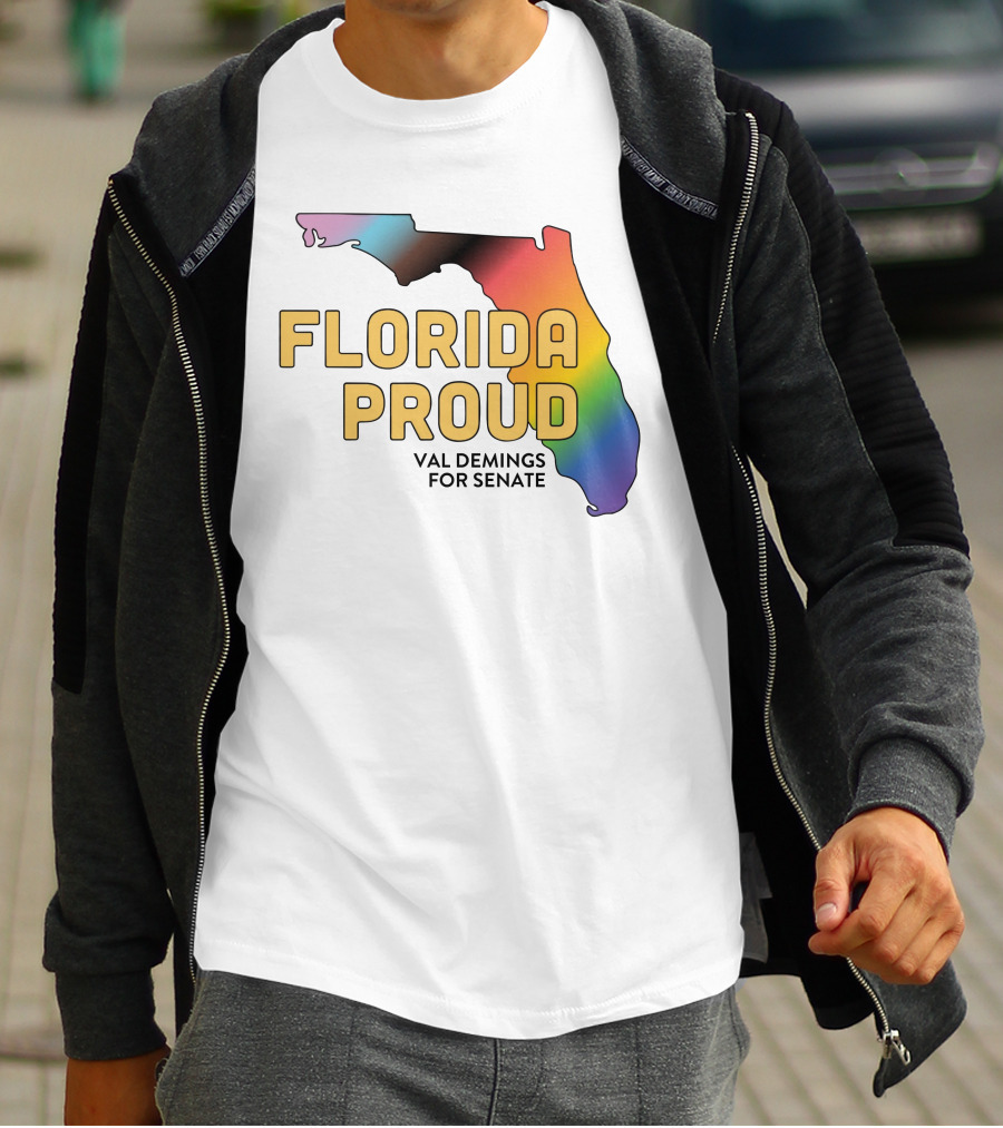 Florida Proud Rainbow Map Val Demings For Senate T-Shirt