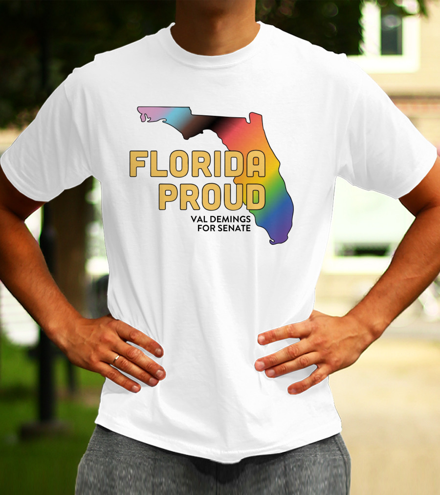 Florida Proud Rainbow Map Val Demings For Senate T-Shirt