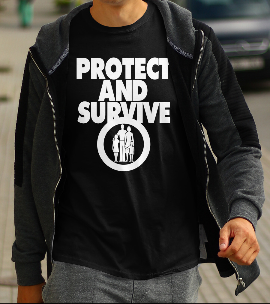 Protect And Survive Family Silhouette In Circle T-Shirt