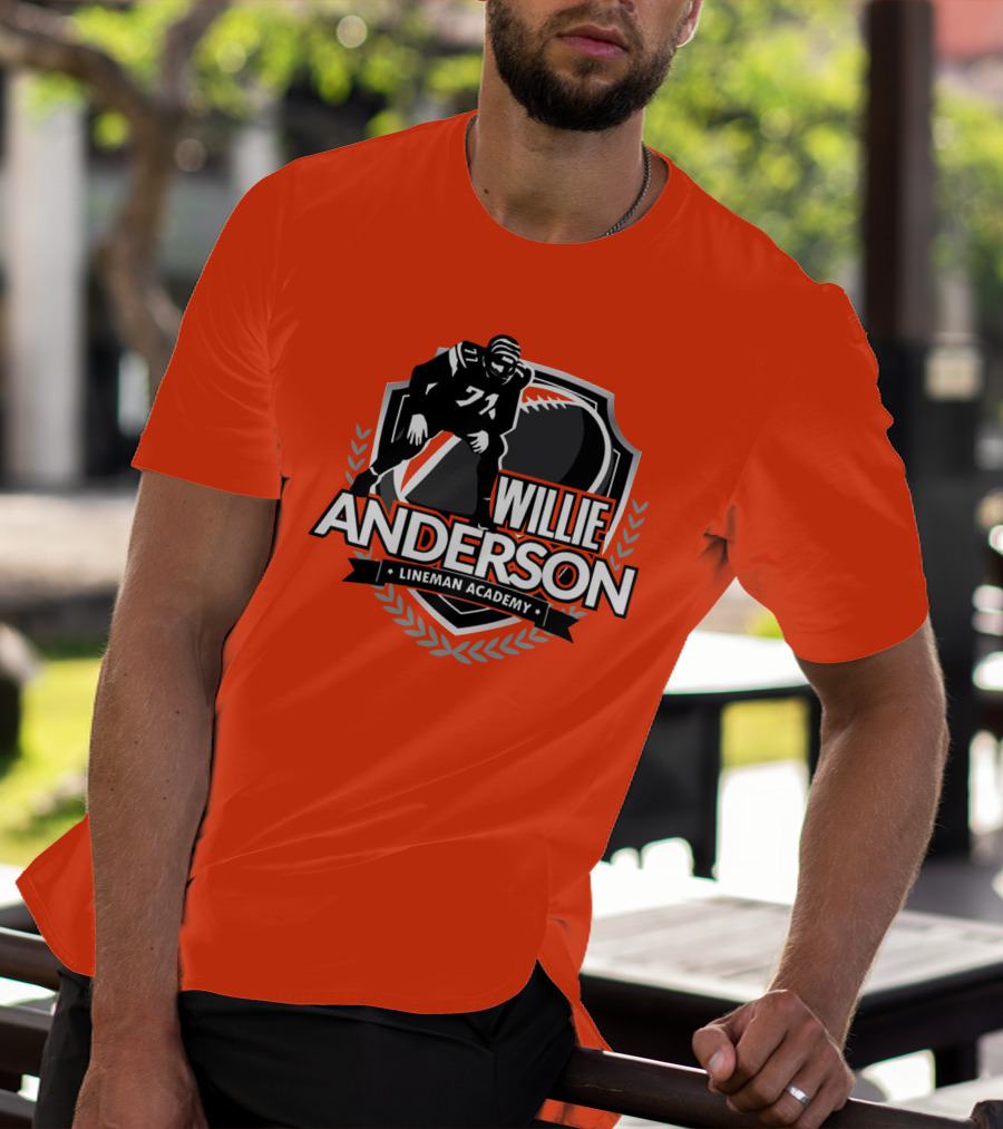 Willie Anderson Lineman Academy Football Shield T-Shirt