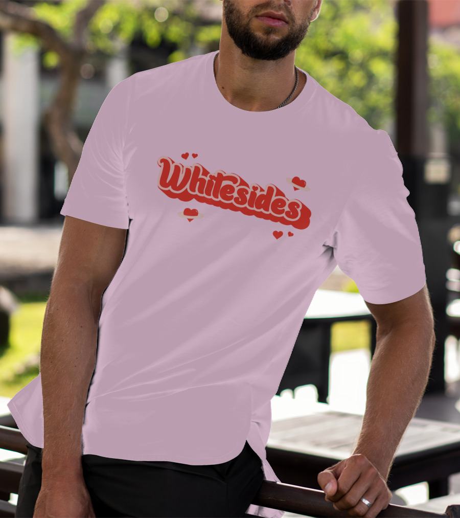 Whitesides Red Heart Design Pink Background T-Shirt
