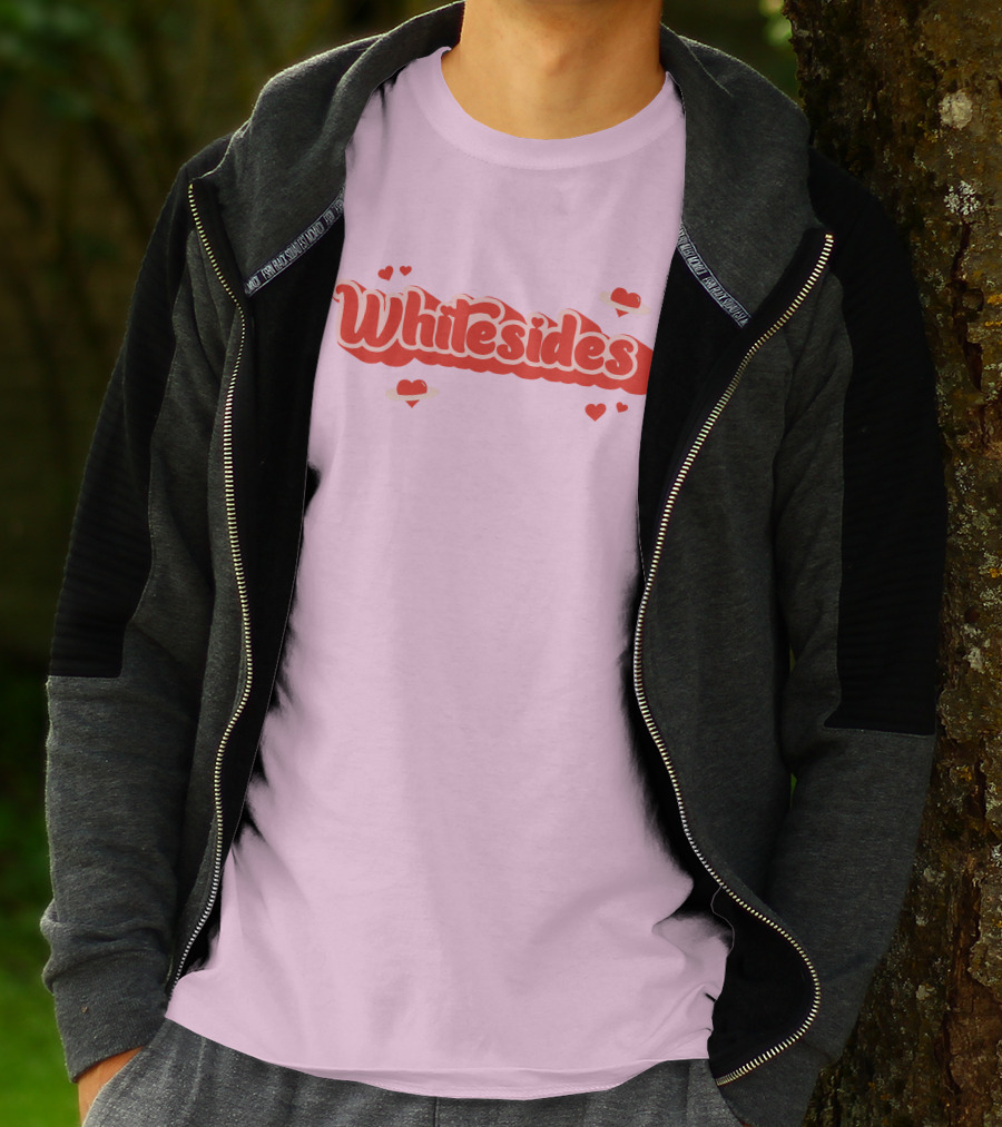 Whitesides Red Heart Design Pink Background T-Shirt