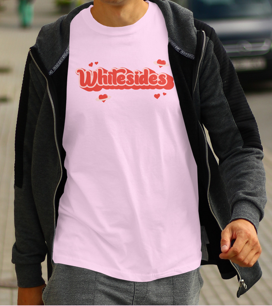 Whitesides Red Heart Design Pink Background T-Shirt