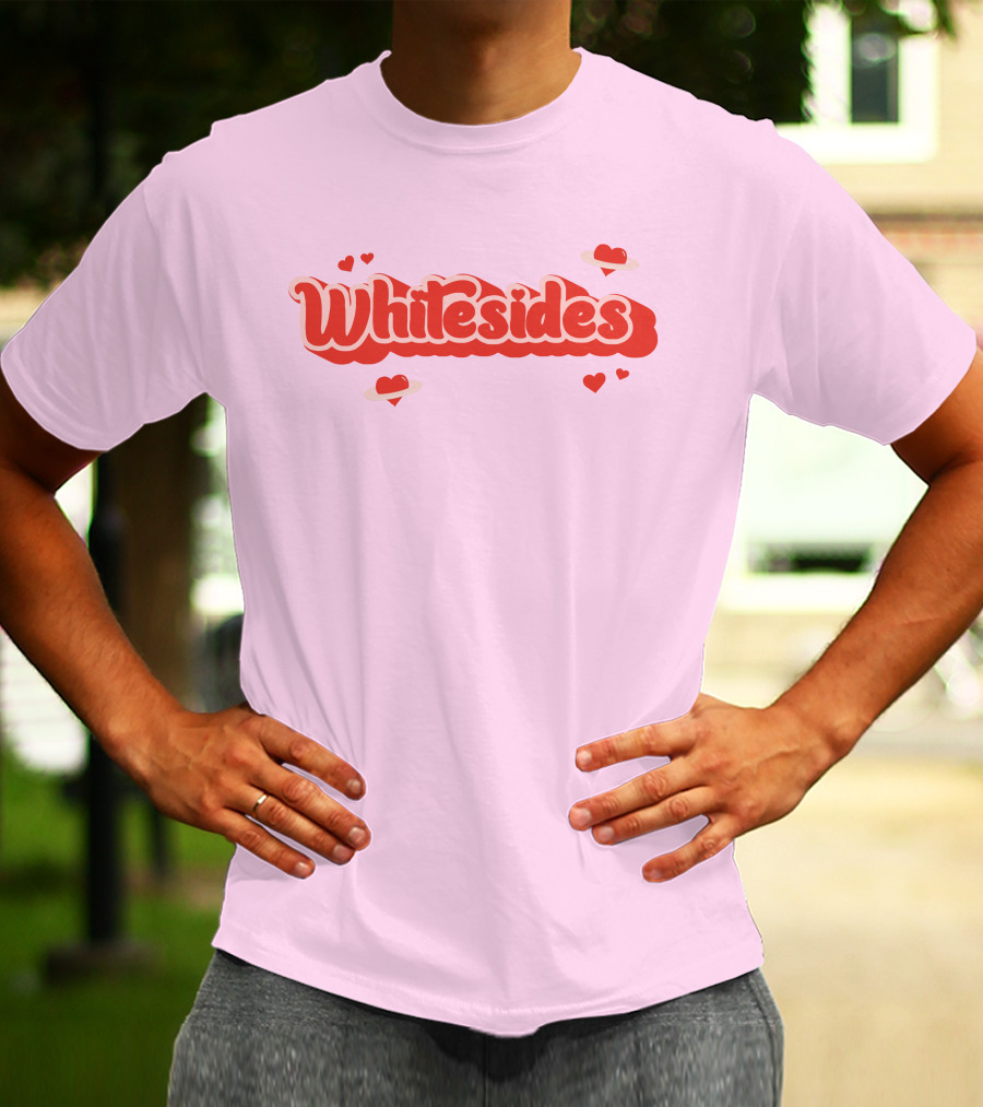 Whitesides Red Heart Design Pink Background T-Shirt