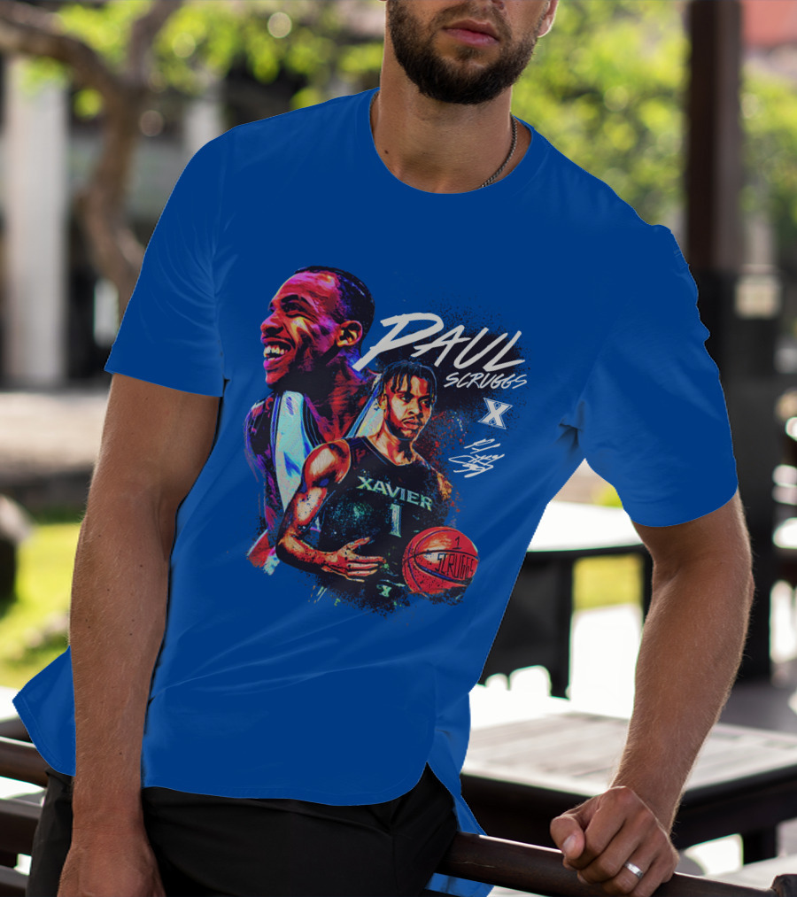 Paul Scruggs Xavier Basketball Number 1 Player Autograph Edition T-Shirt
