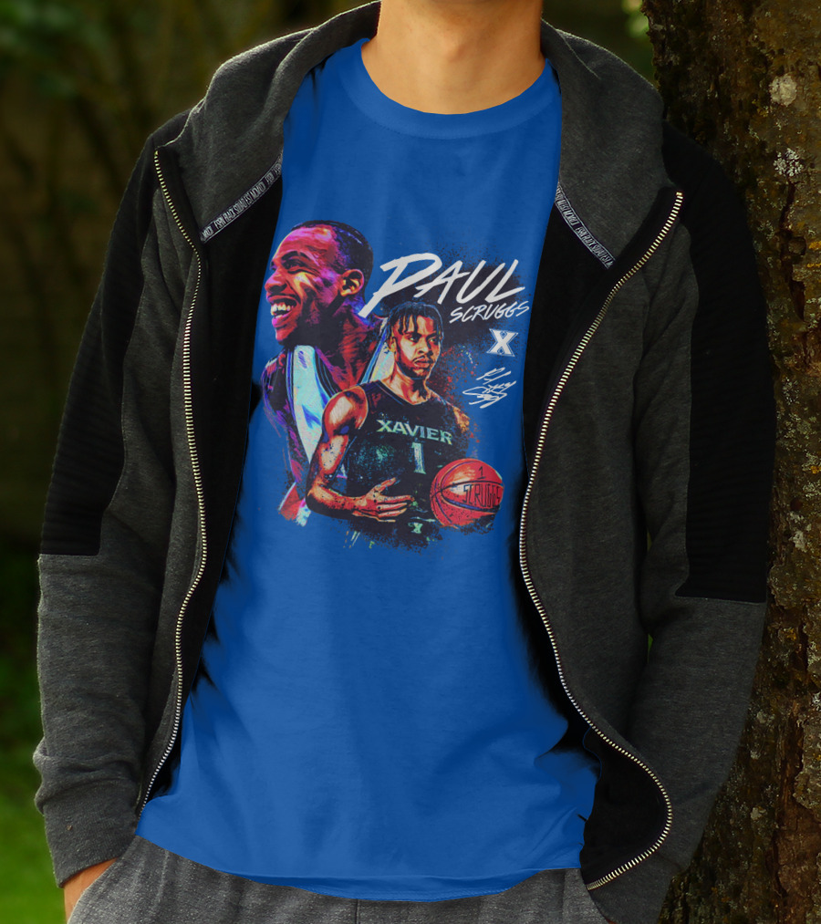 Paul Scruggs Xavier Basketball Number 1 Player Autograph Edition T-Shirt