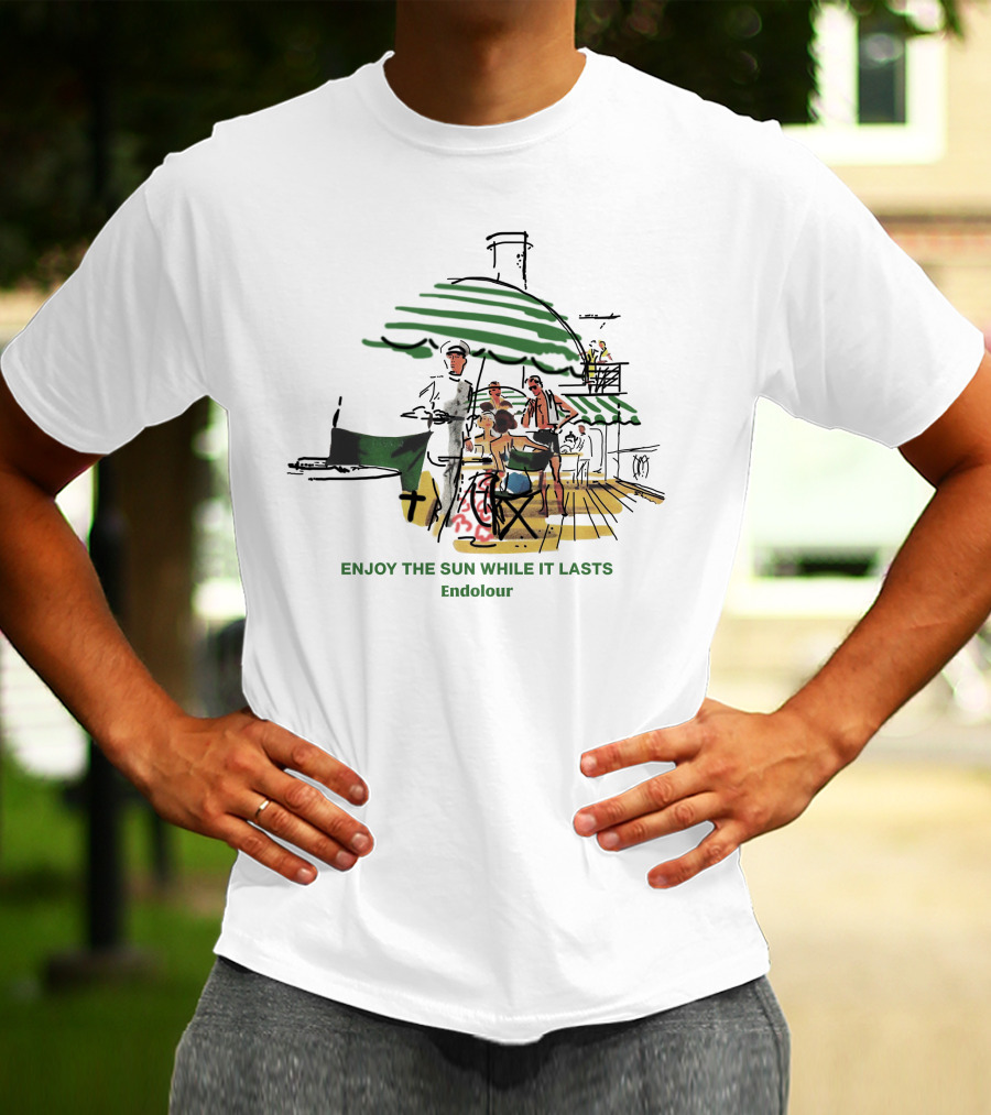 ENJOY THE SUN WHILE IT LASTS Endolour Deck Gathering Scene T-Shirt