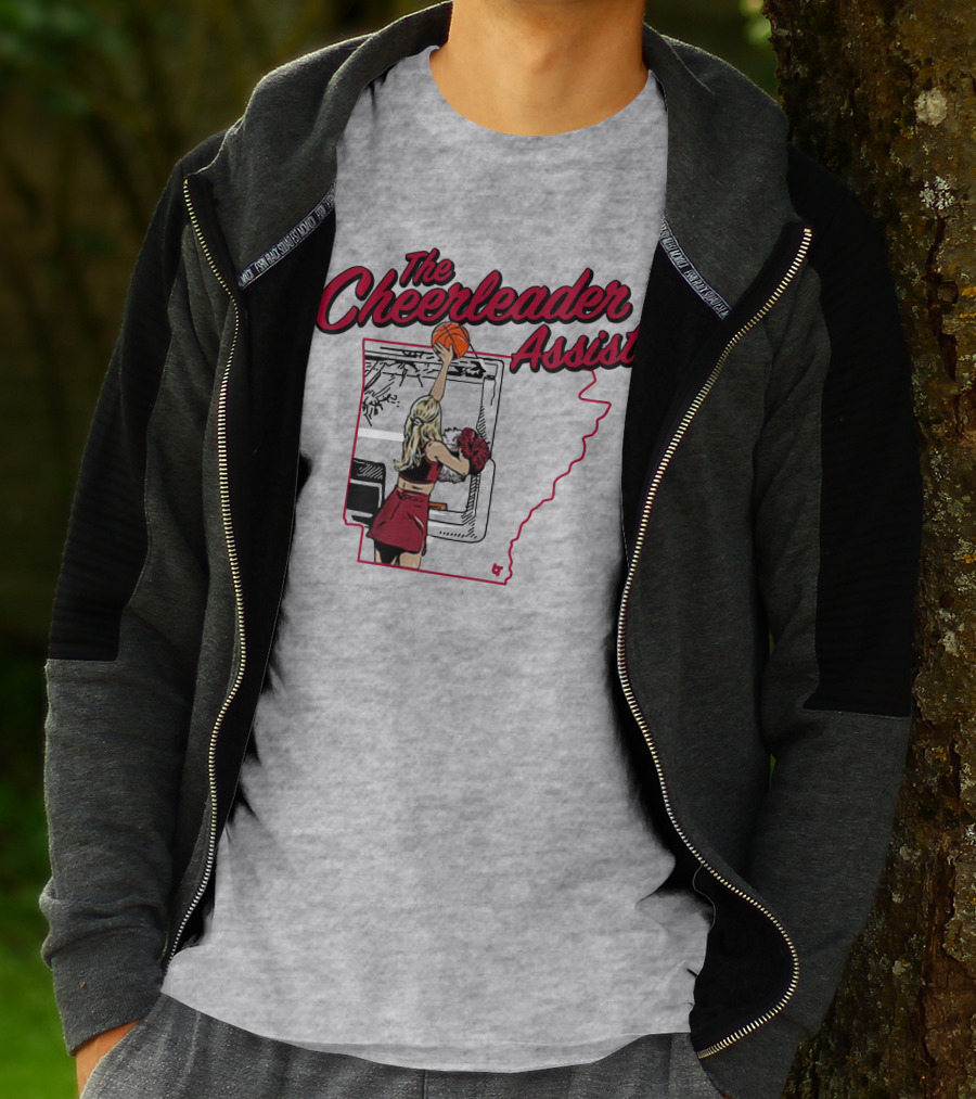 The Cheerleader Assist Arkansas Basketball Rim Scene T-Shirt