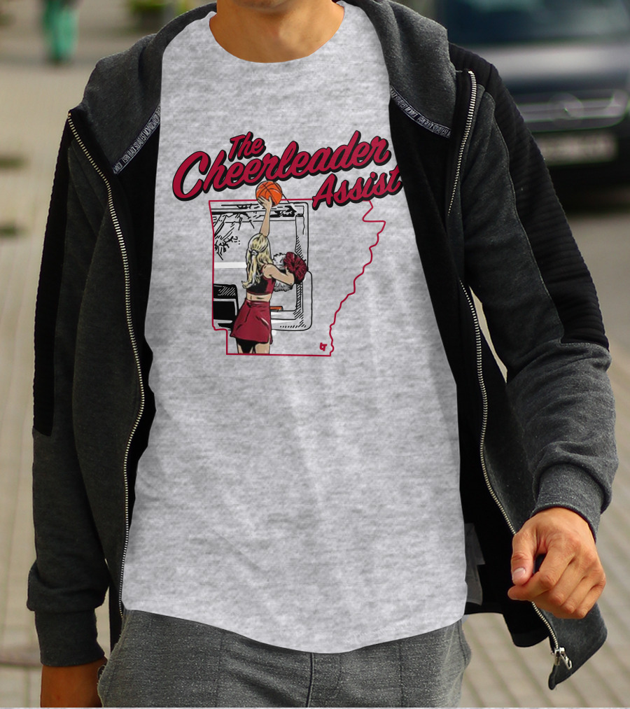 The Cheerleader Assist Arkansas Basketball Rim Scene T-Shirt