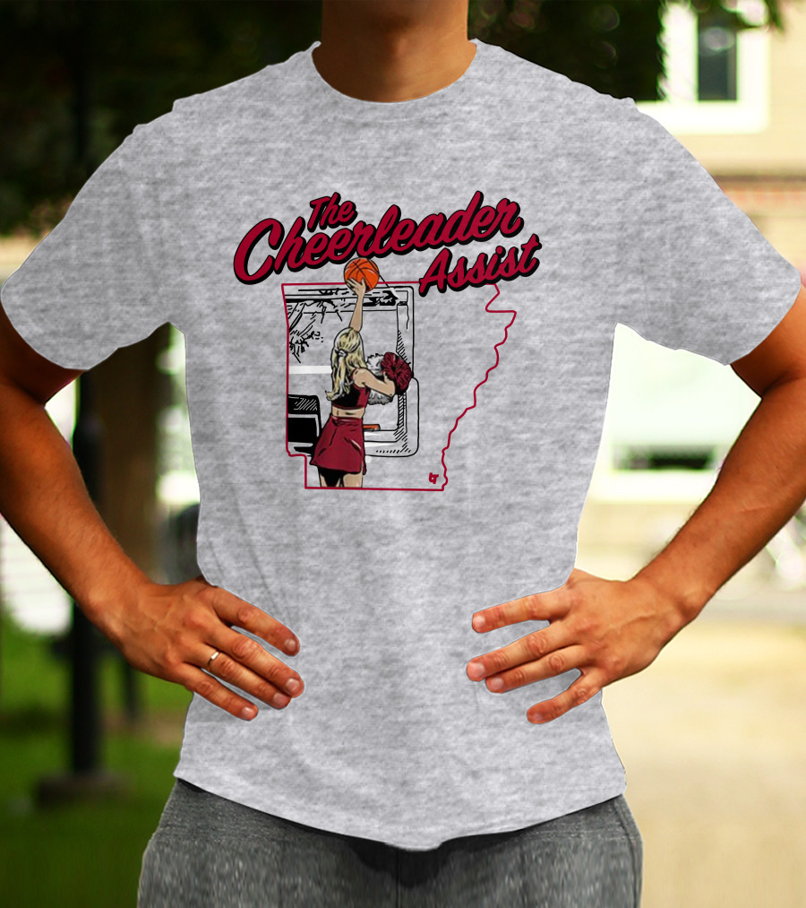 The Cheerleader Assist Arkansas Basketball Rim Scene T-Shirt