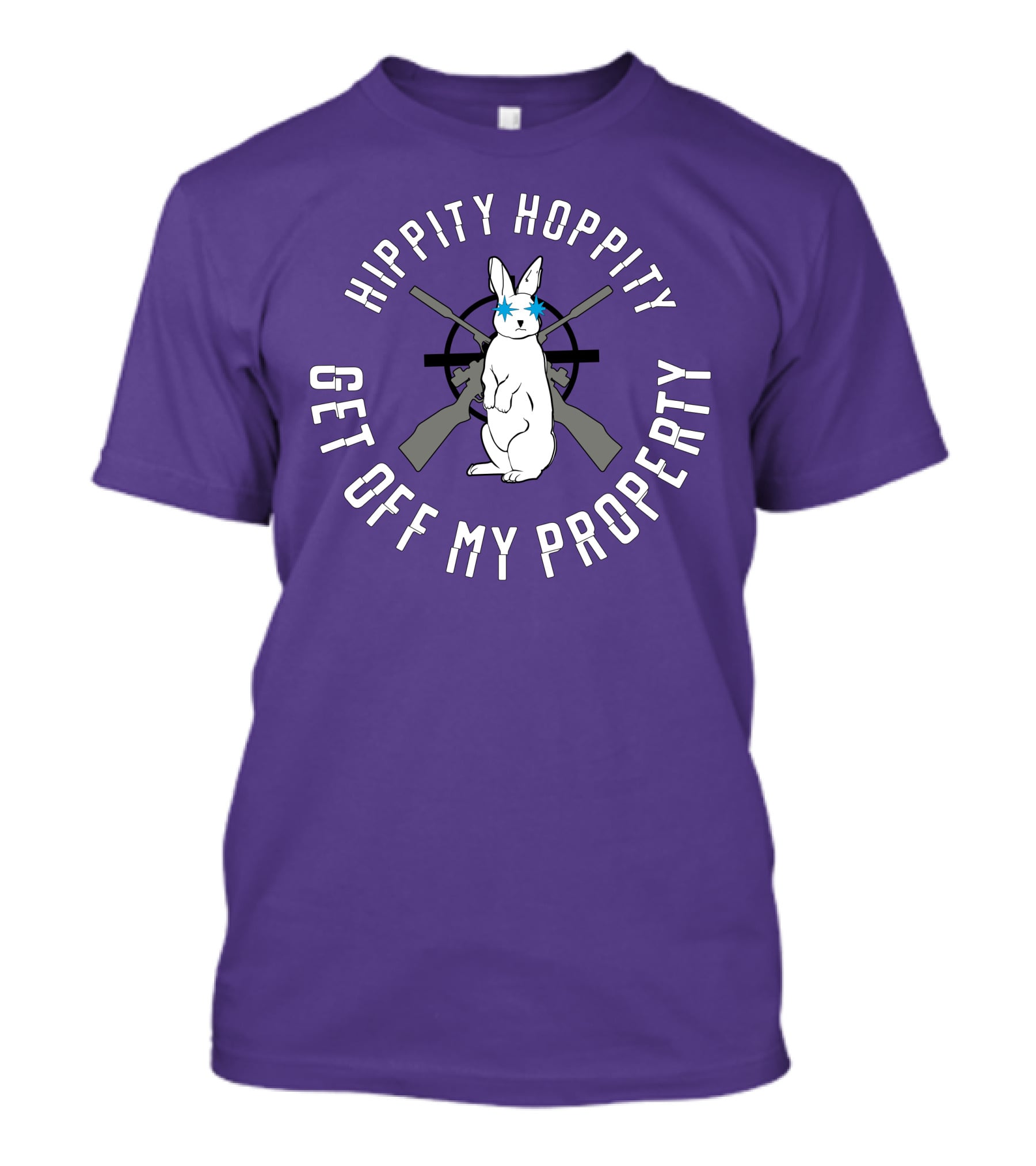 Hippity Hoppity Get Off My Property Rabbit With Crossed Rifles T-Shirt