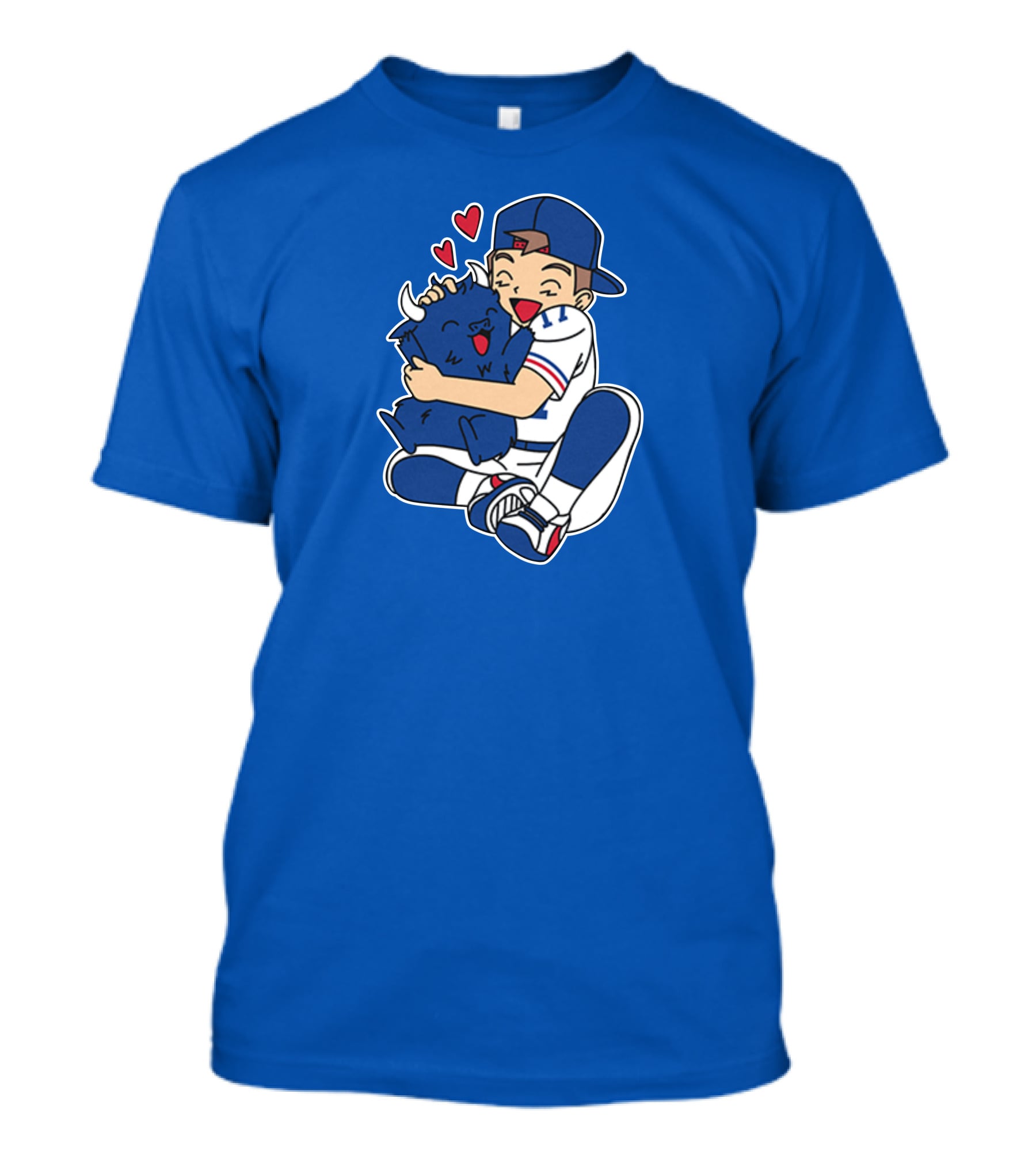 Gotta Throw 'Em All Cute Buffalo Hugging Sports Fan With Hearts T-Shirt