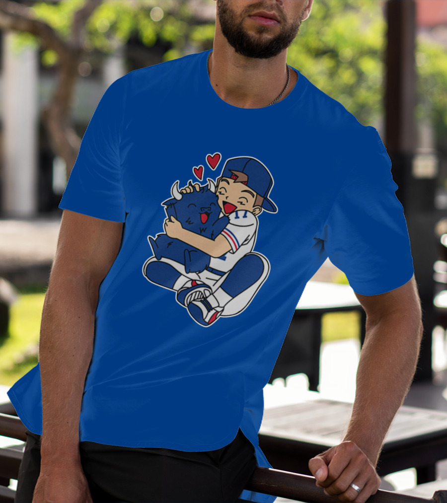 Gotta Throw 'Em All Cute Buffalo Hugging Sports Fan With Hearts T-Shirt