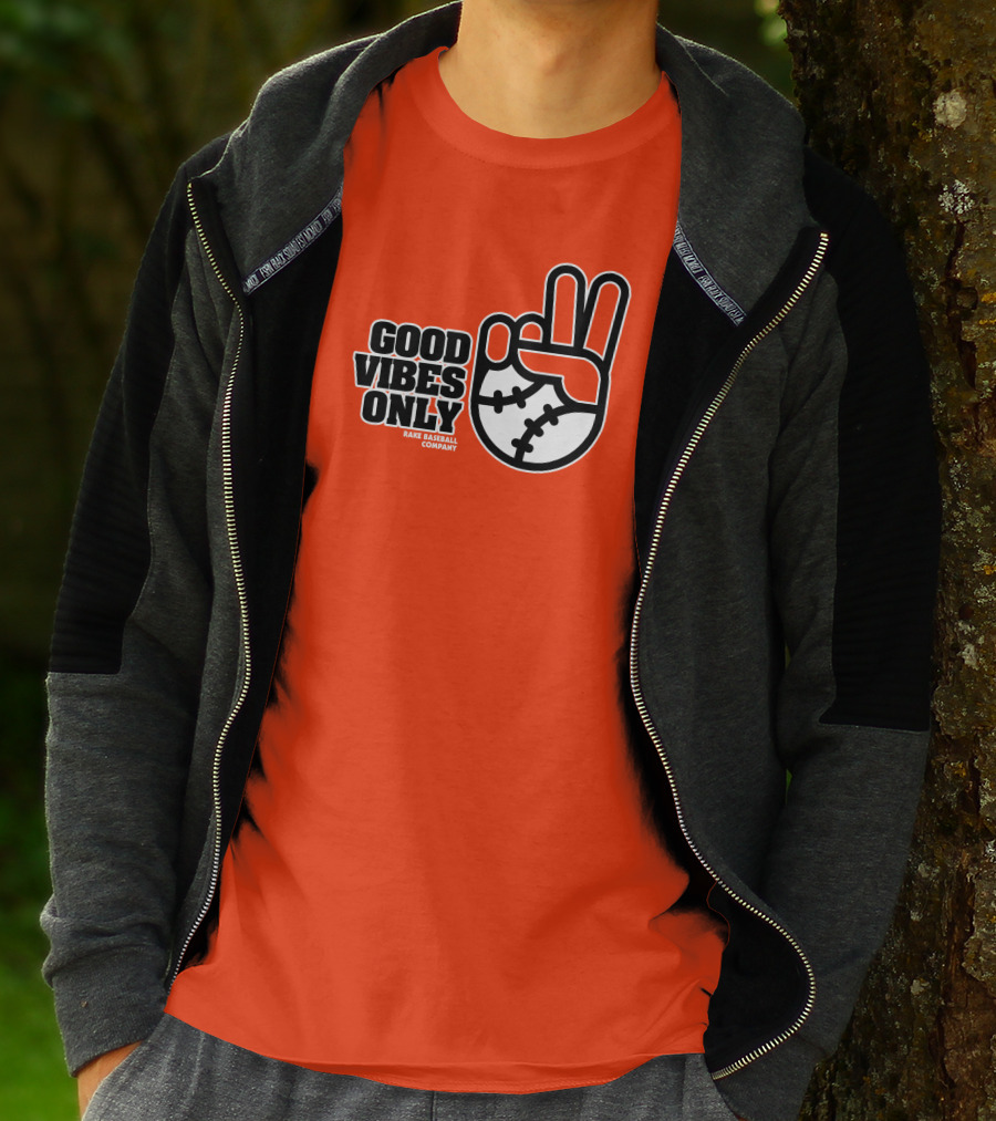 Good Vibes Only Peace Baseball Rake Baseball Company T-Shirt