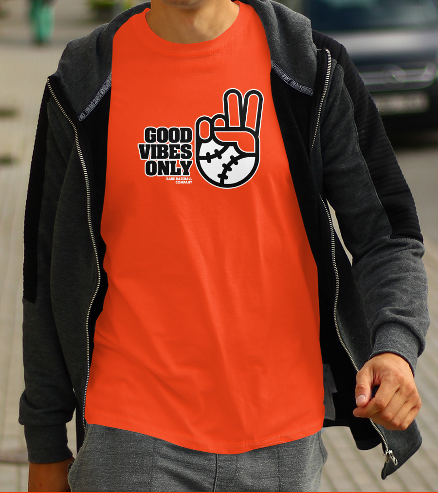 Good Vibes Only Peace Baseball Rake Baseball Company T-Shirt