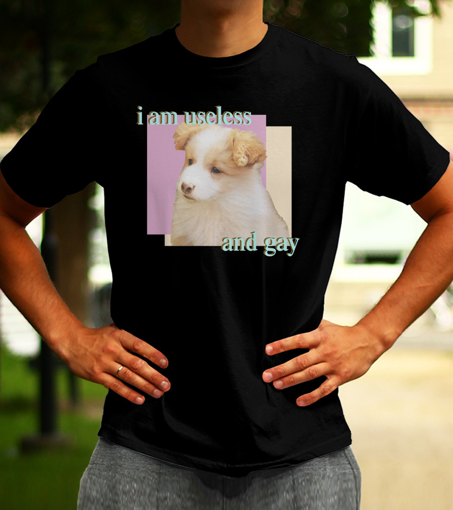 I Am Useless And Gay Fluffy Puppy T-Shirt