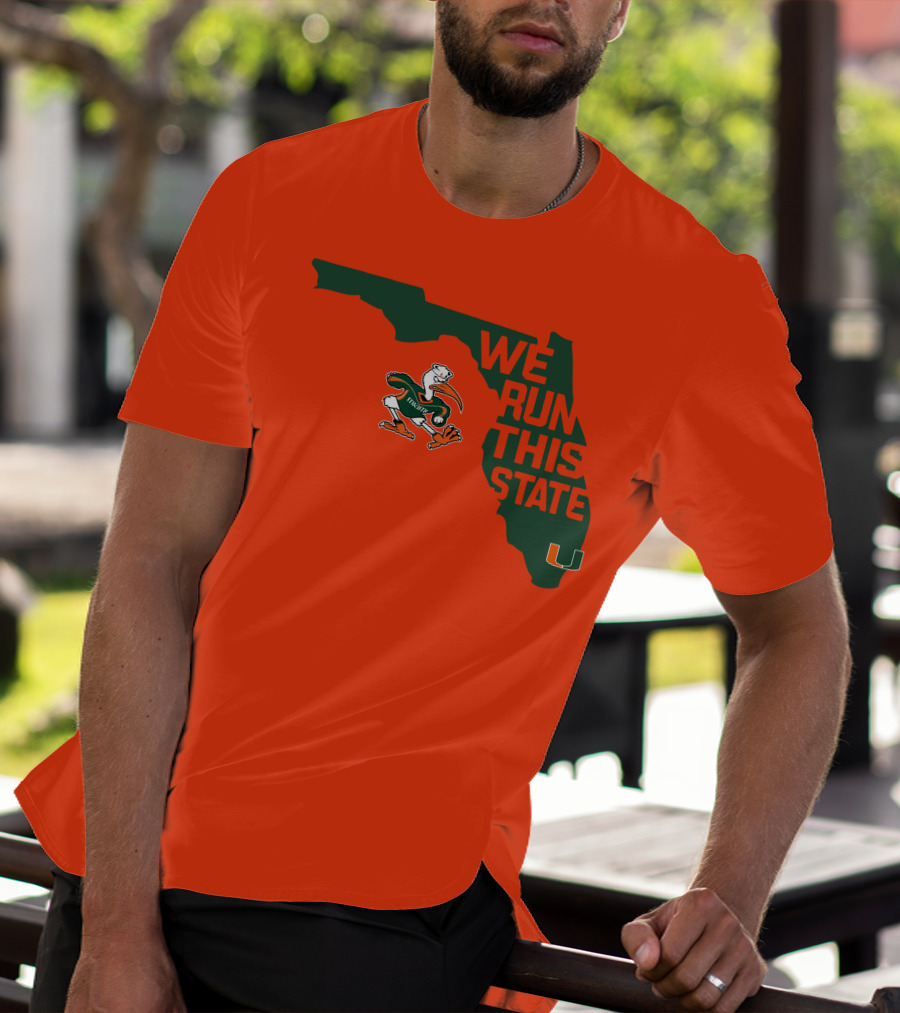 We Run This State Miami Hurricanes Florida Map Vector T-Shirt