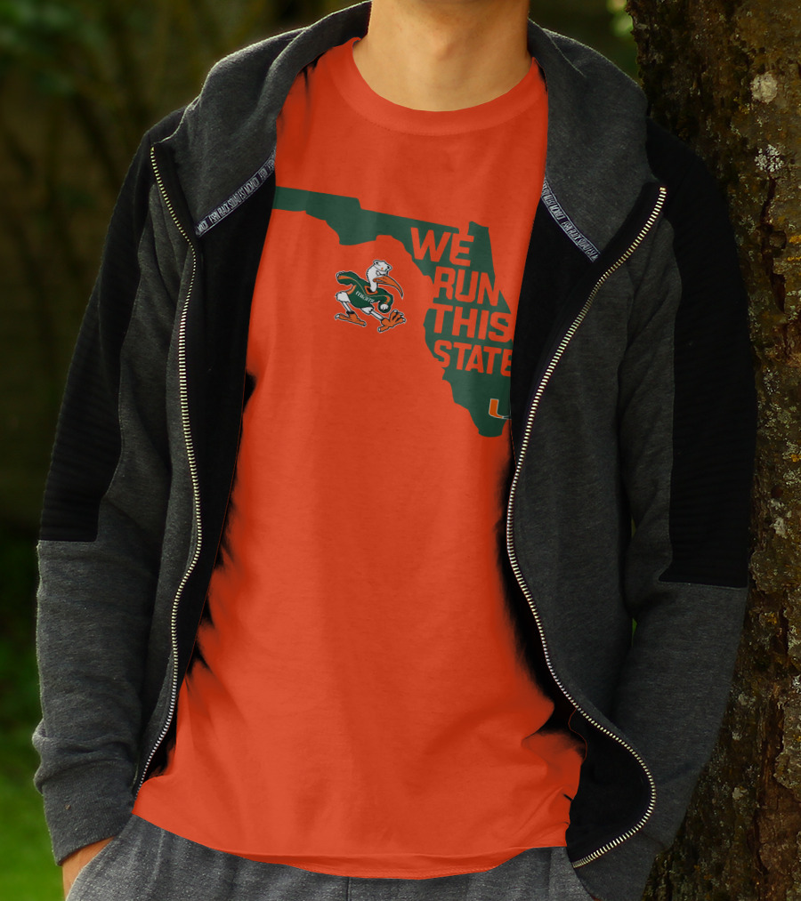 We Run This State Miami Hurricanes Florida Map Vector T-Shirt