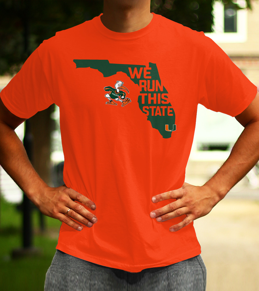 We Run This State Miami Hurricanes Florida Map Vector T-Shirt