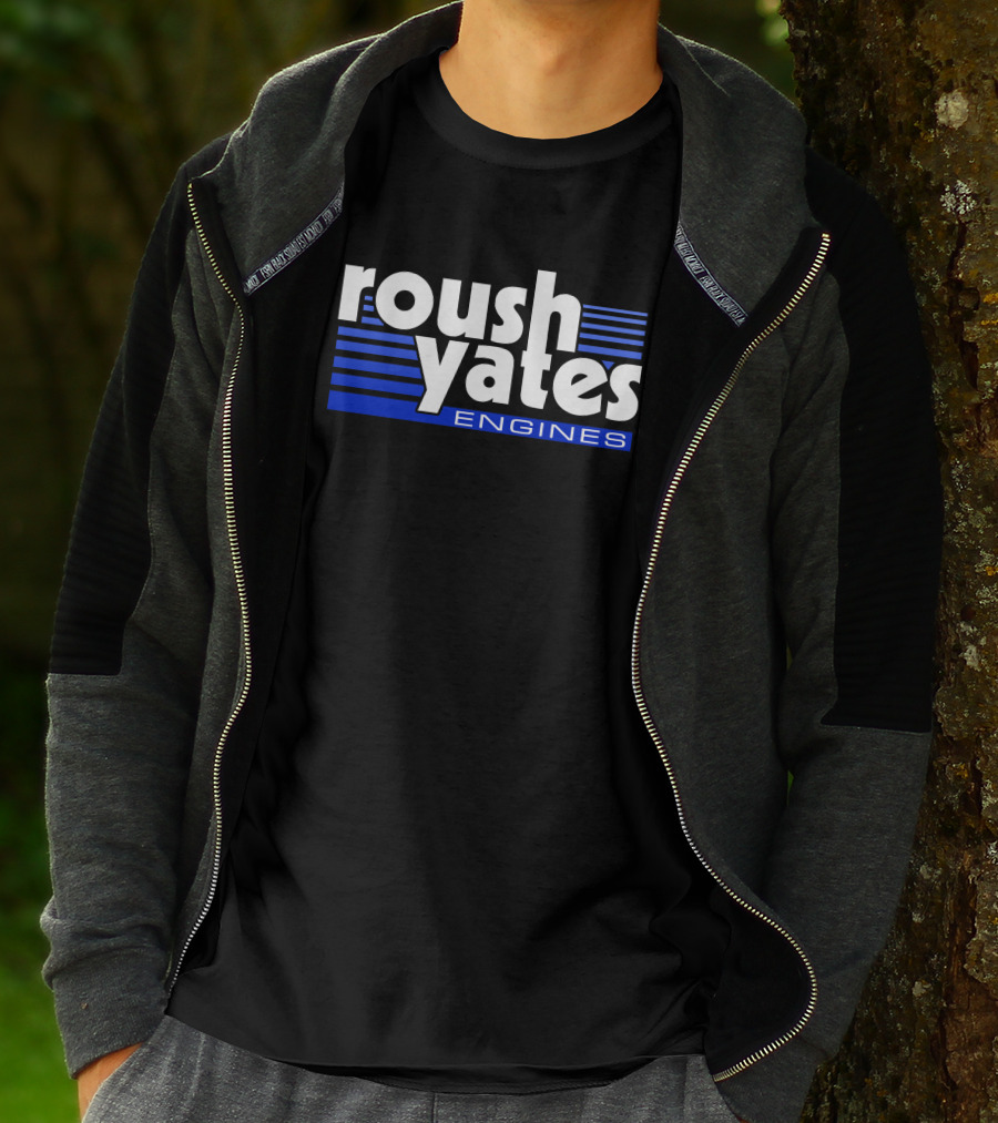 Roush Yates Engines Logo Blue Stripes T-Shirt